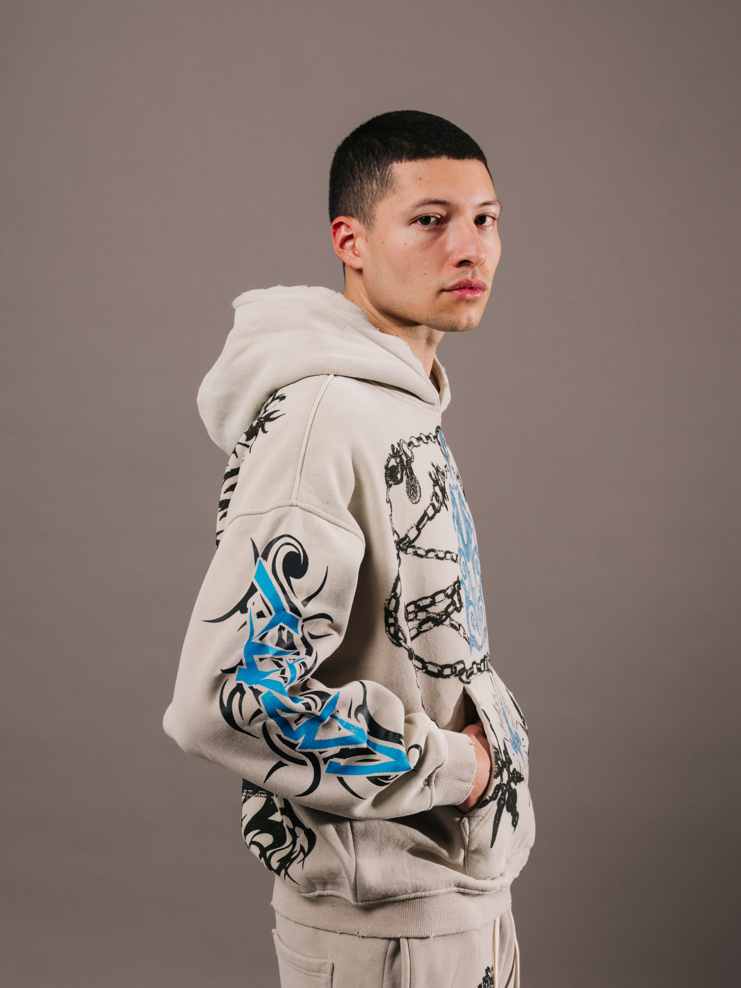 EXCLUSIVE CLUB x RANCHO HUMILDE GRAY HOODIE