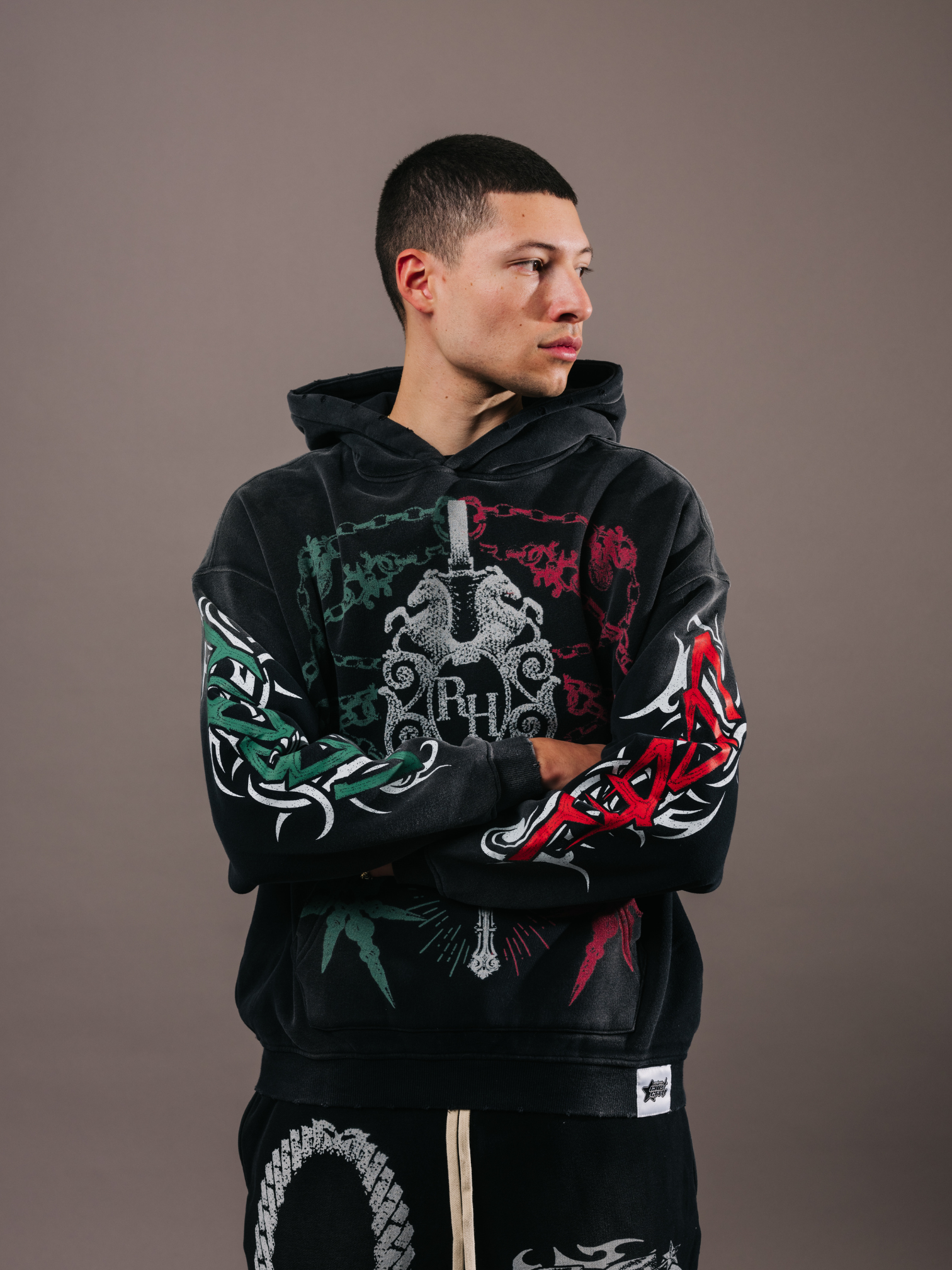 EXCLUSIVE CLUB x RANCHO HUMILDE BLACK/MEXICO COLORS HOODIE