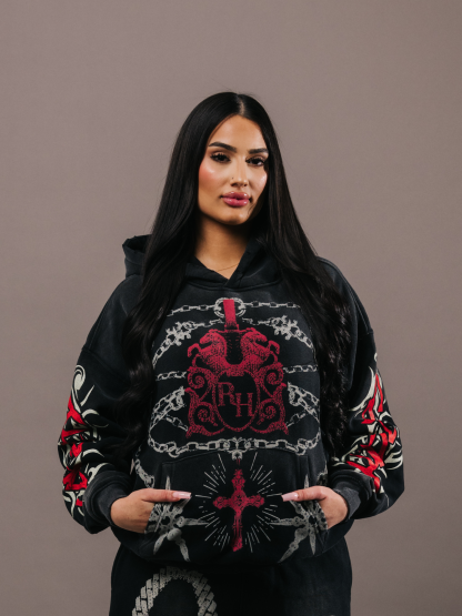 EXCLUSIVE CLUB x RANCHO HUMILDE BLACK/RED HOODIE