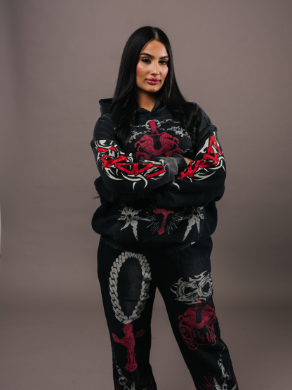 EXCLUSIVE CLUB x RANCHO HUMILDE BLACK/RED HOODIE