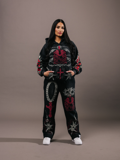 EXCLUSIVE CLUB x RANCHO HUMILDE BLACK/RED HOODIE