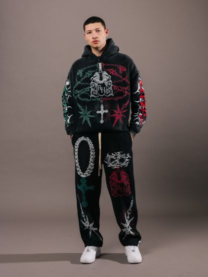 EXCLUSIVE CLUB x RANCHO HUMILDE BLACK/MEXICO COLORS SWEATS