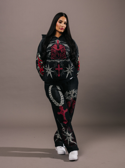 EXCLUSIVE CLUB x RANCHO HUMILDE BLACK/RED SWEATS