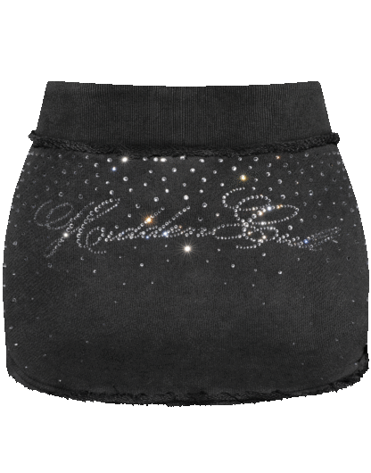 Rhinestone Black Wash Mini Skirt
