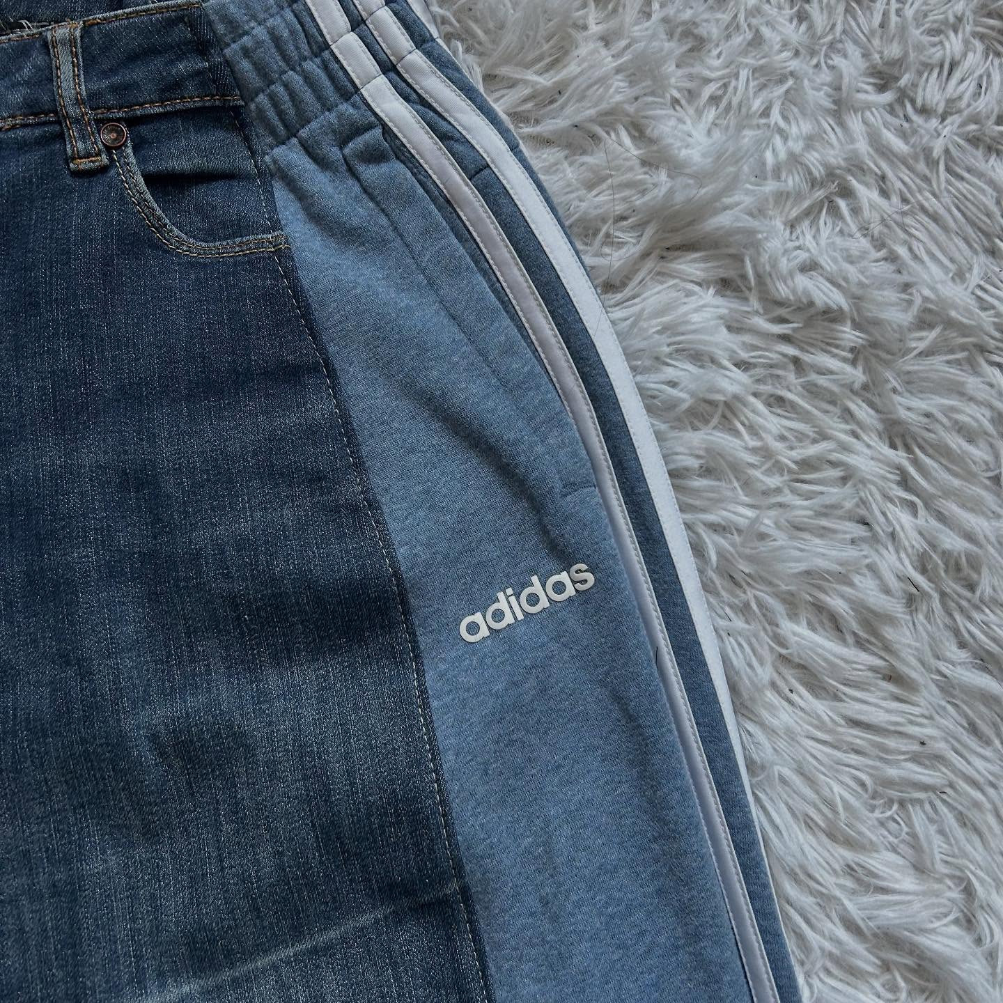 Wide-leg patchwork high jeans