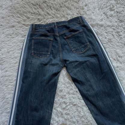 Wide-leg patchwork high jeans