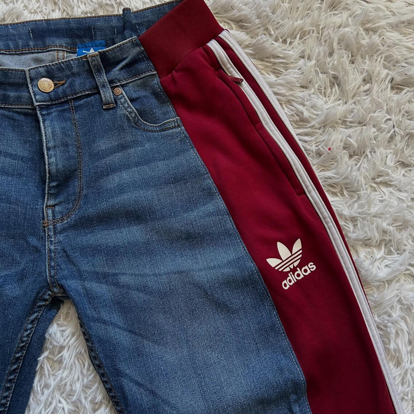 Wide-leg patchwork high jeans