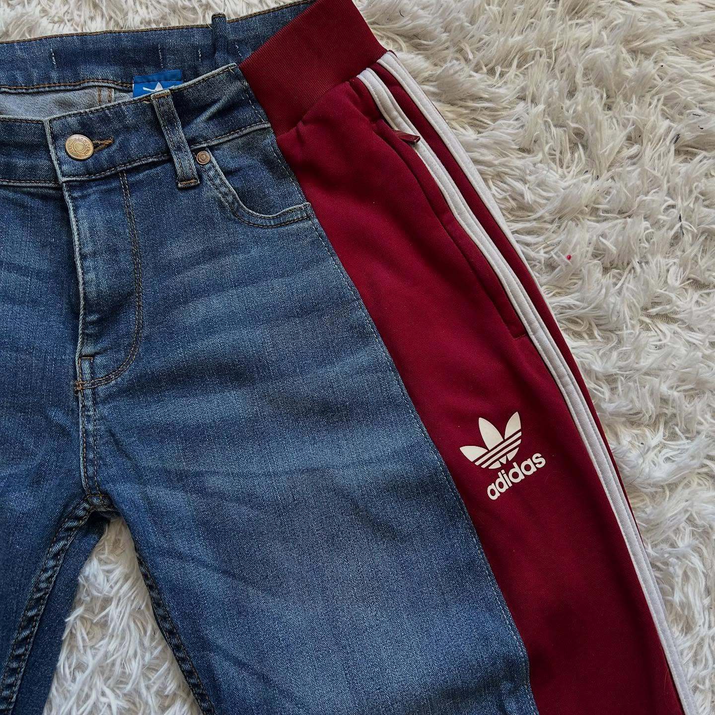 Wide-leg patchwork high jeans