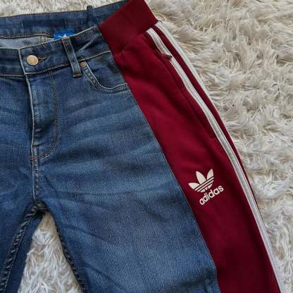 Wide-leg patchwork high jeans