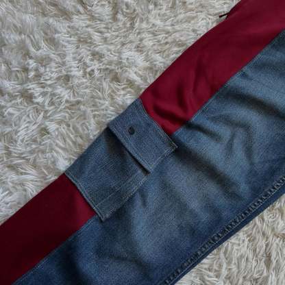 Wide-leg patchwork high jeans
