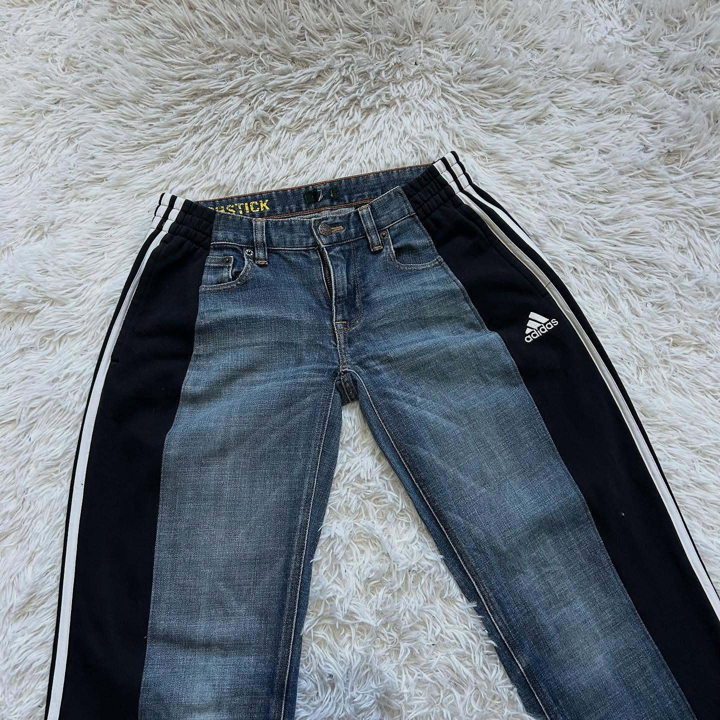 Wide-leg patchwork high jeans