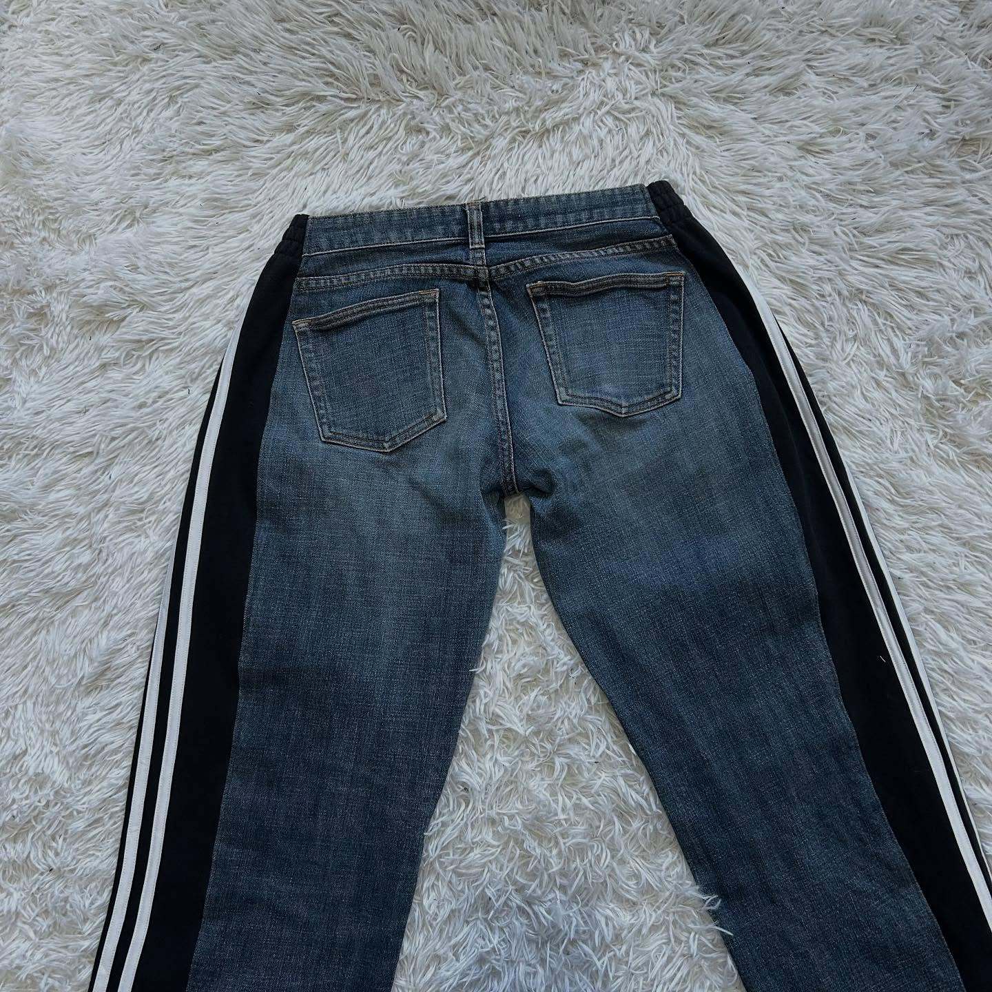 Wide-leg patchwork high jeans