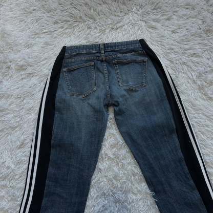 Wide-leg patchwork high jeans