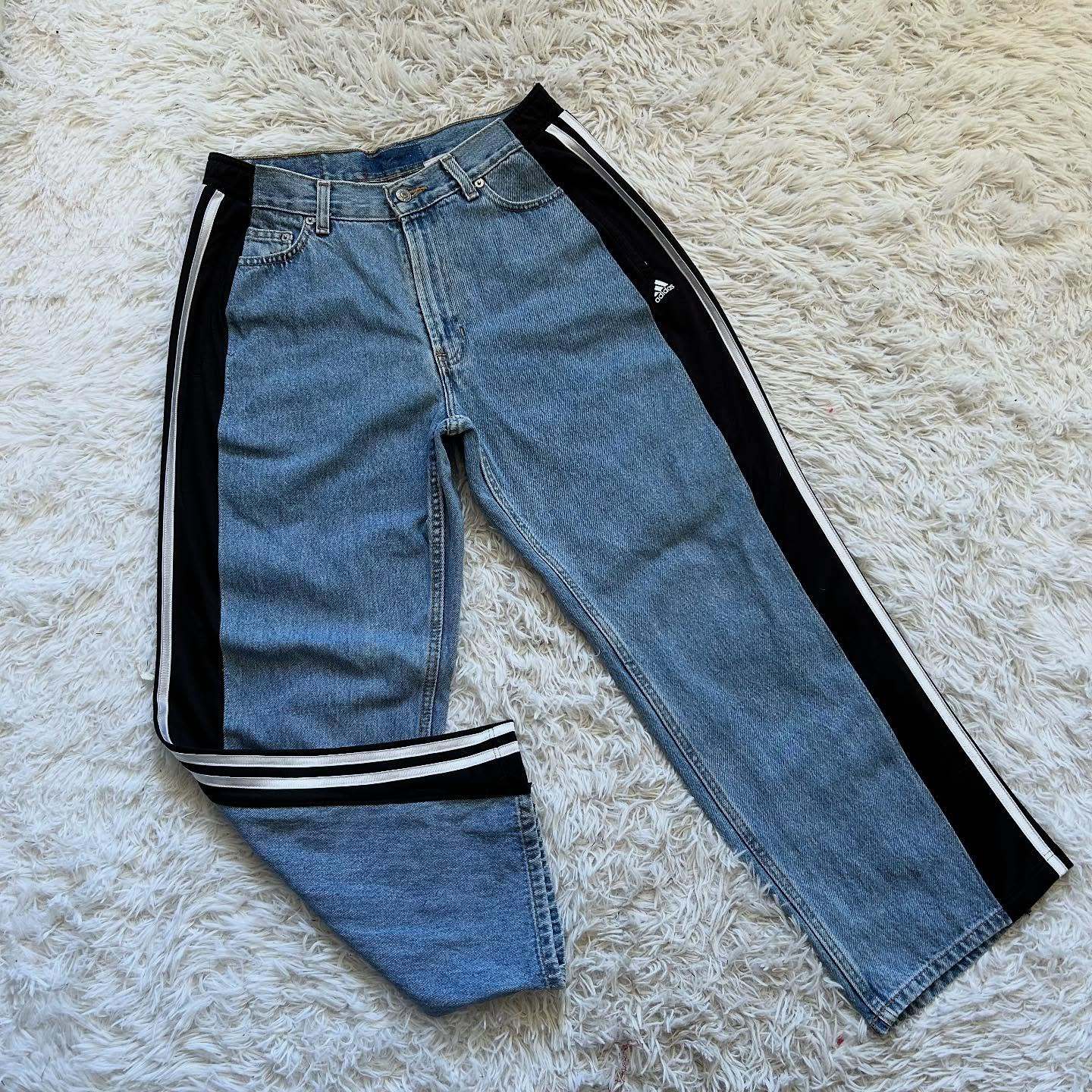 [Copy][Copy]Wide-leg patchwork high jeans