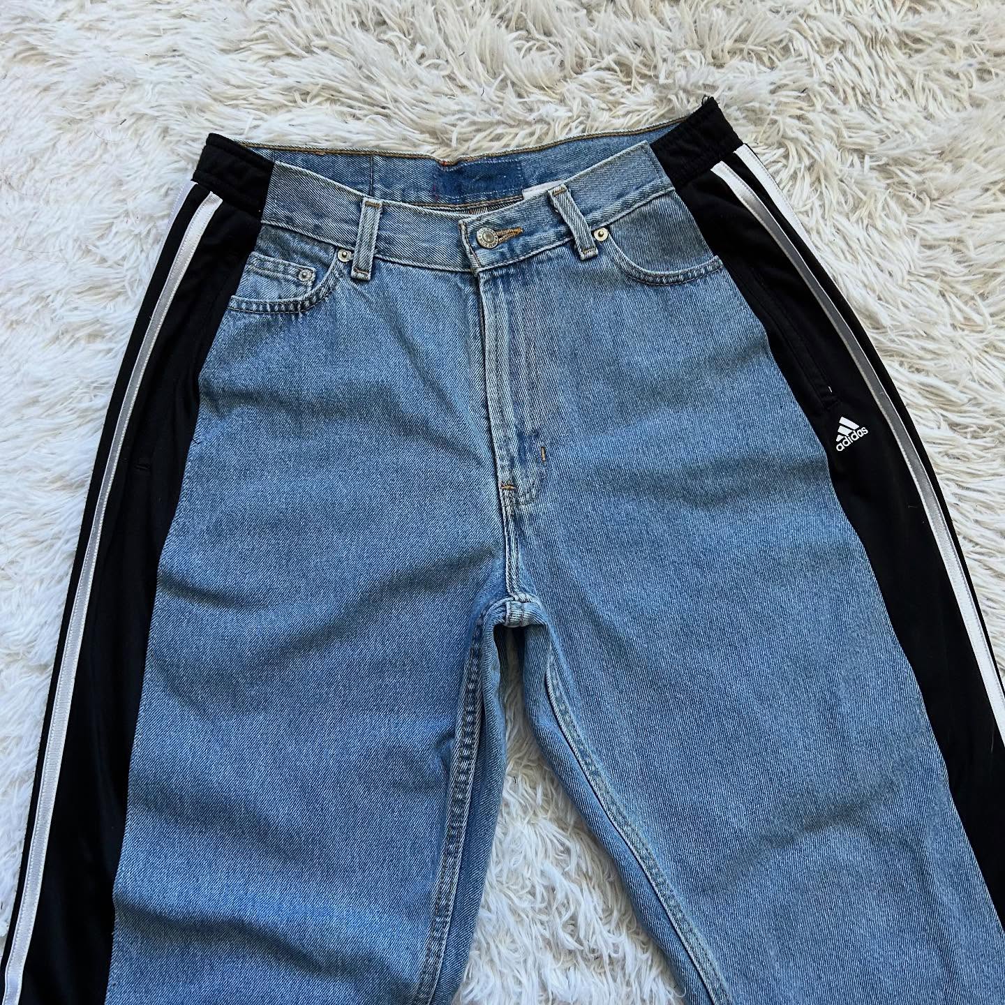 [Copy][Copy]Wide-leg patchwork high jeans