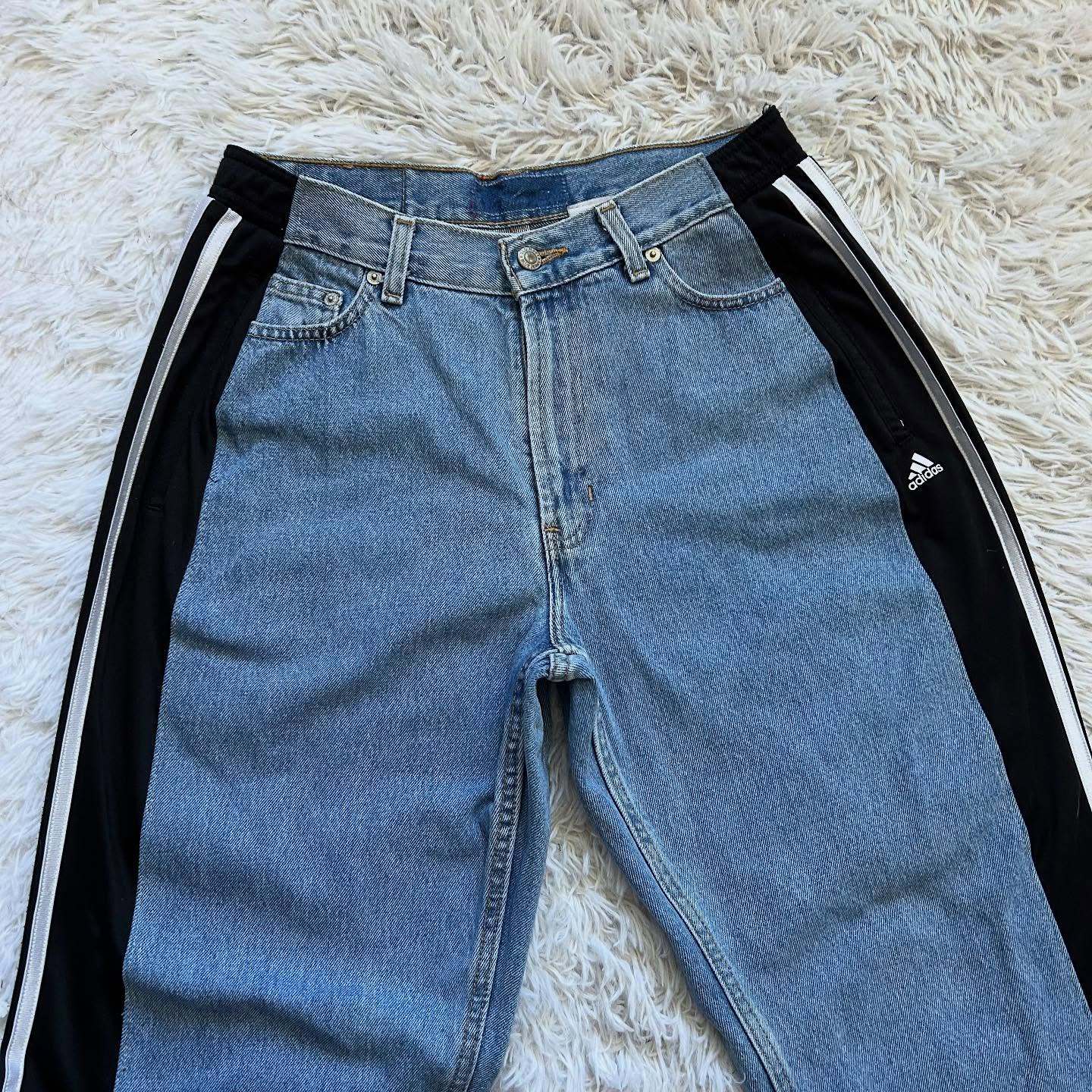 [Copy][Copy]Wide-leg patchwork high jeans