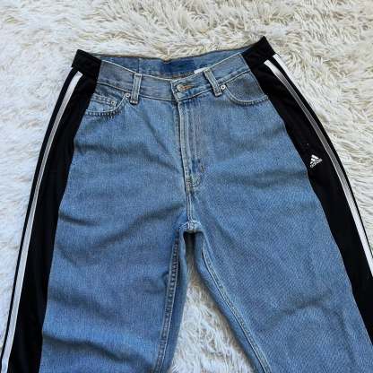 [Copy][Copy]Wide-leg patchwork high jeans