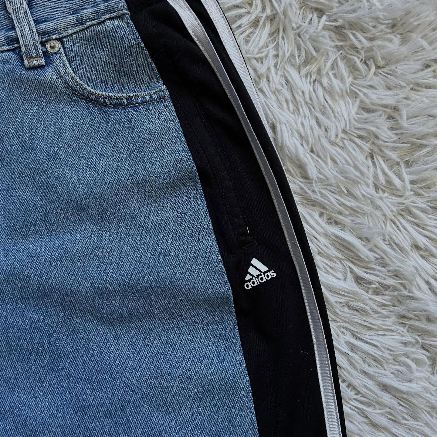 [Copy][Copy]Wide-leg patchwork high jeans