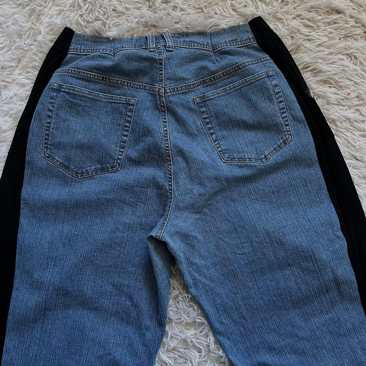 [Copy][Copy][Copy]Wide-leg patchwork high jeans