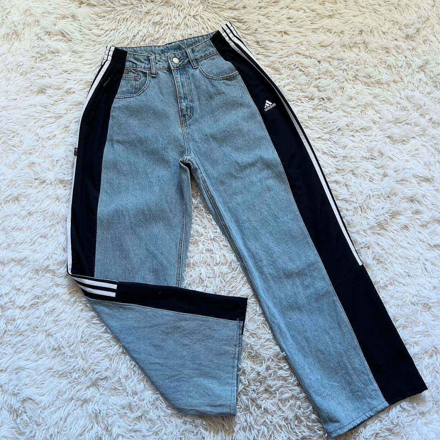 [Copy][Copy][Copy][Copy][Copy]Wide-leg patchwork high jeans