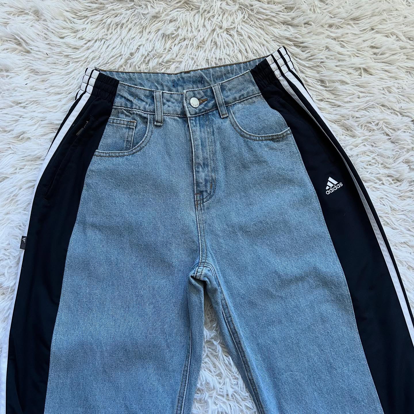 [Copy][Copy][Copy][Copy][Copy]Wide-leg patchwork high jeans