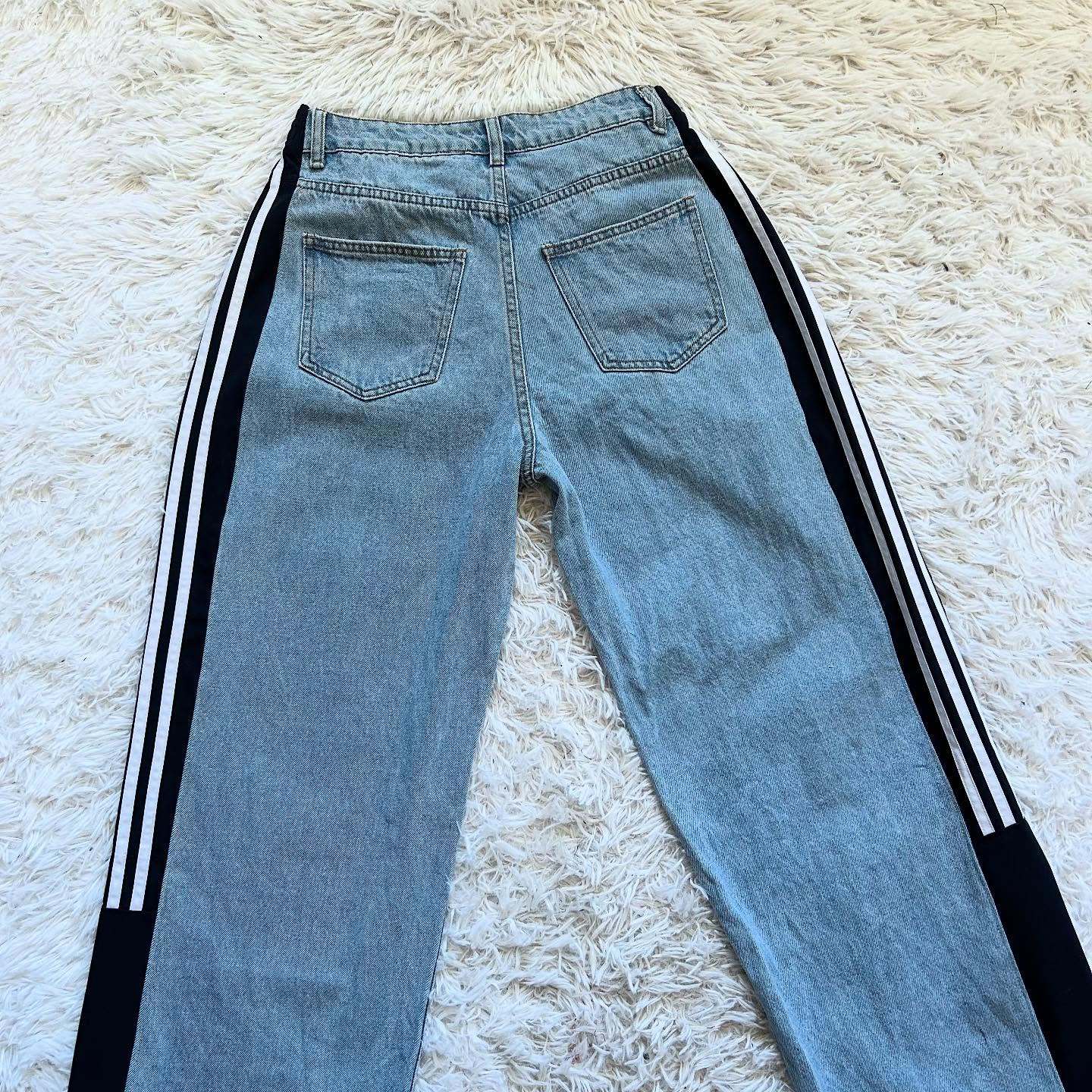 [Copy][Copy][Copy][Copy][Copy]Wide-leg patchwork high jeans