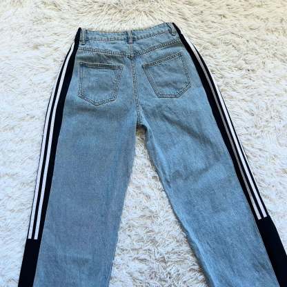 [Copy][Copy][Copy][Copy][Copy]Wide-leg patchwork high jeans