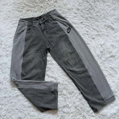 Wide-leg patchwork high jeans