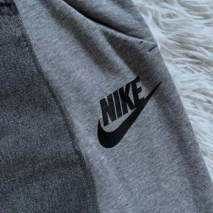 Wide-leg patchwork high jeans