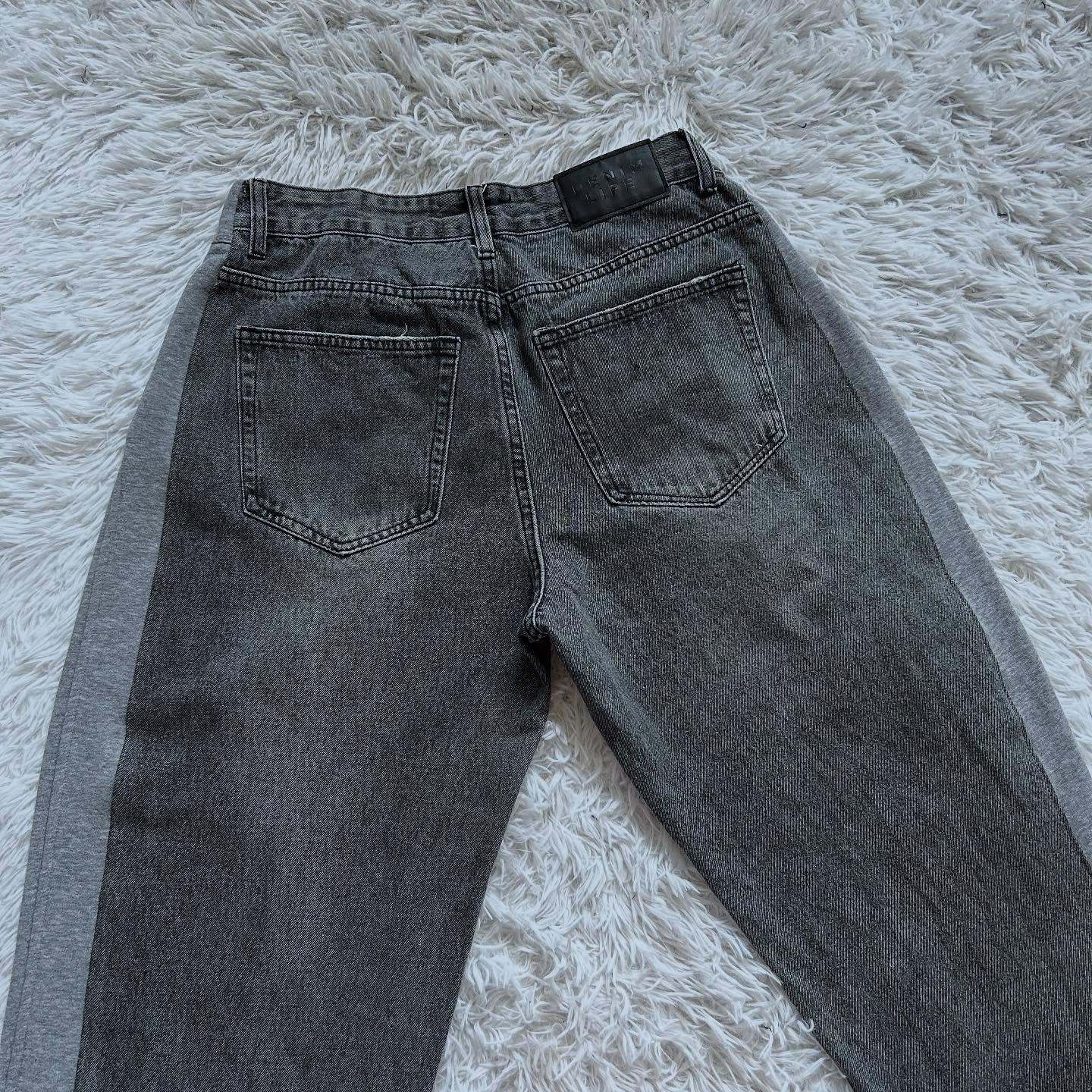 Wide-leg patchwork high jeans