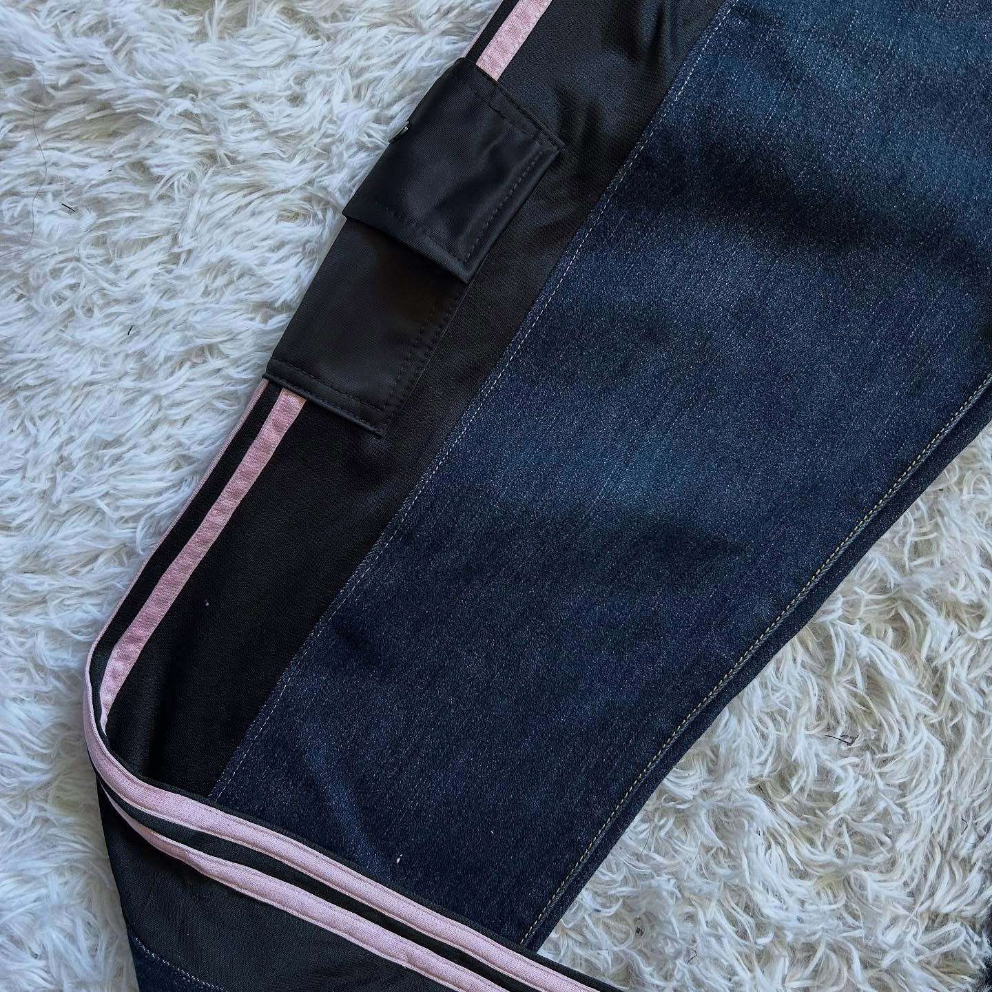 [Copy][Copy][Copy][Copy][Copy][Copy]Wide-leg patchwork high jeans