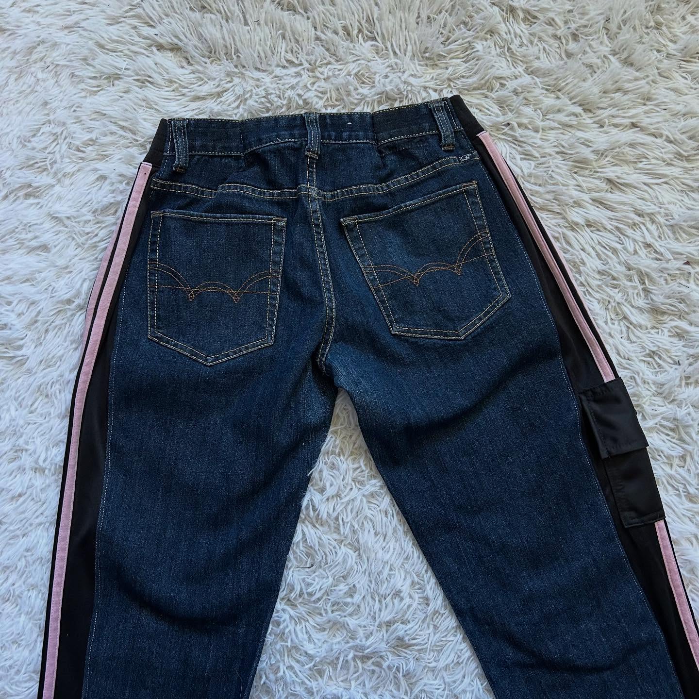 [Copy][Copy][Copy][Copy][Copy][Copy]Wide-leg patchwork high jeans