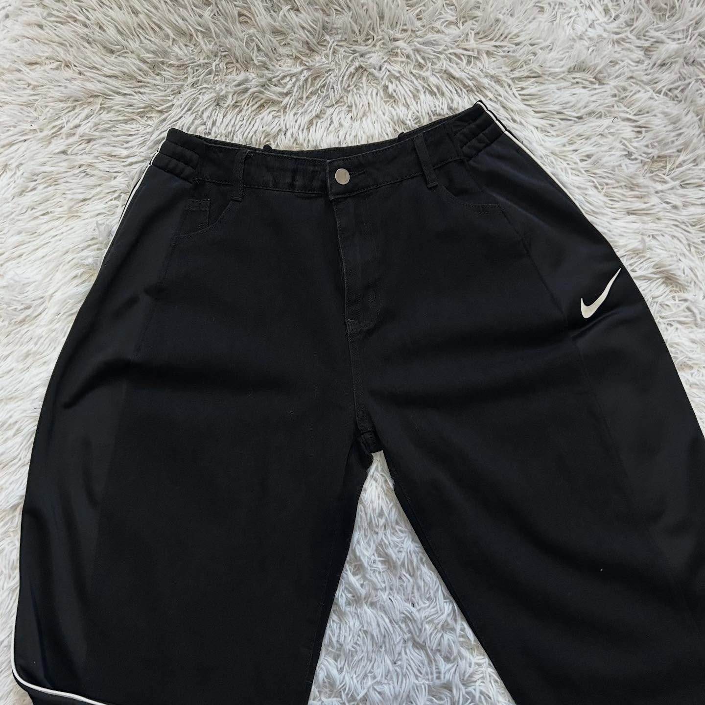 Wide-leg patchwork high jeans