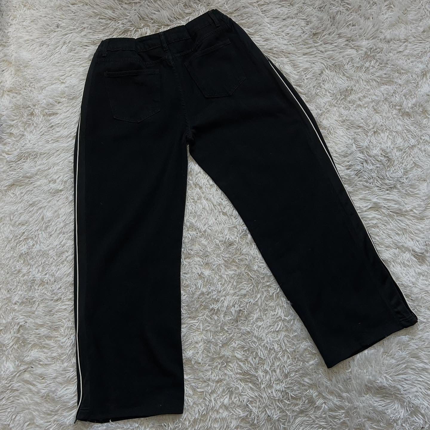 Wide-leg patchwork high jeans