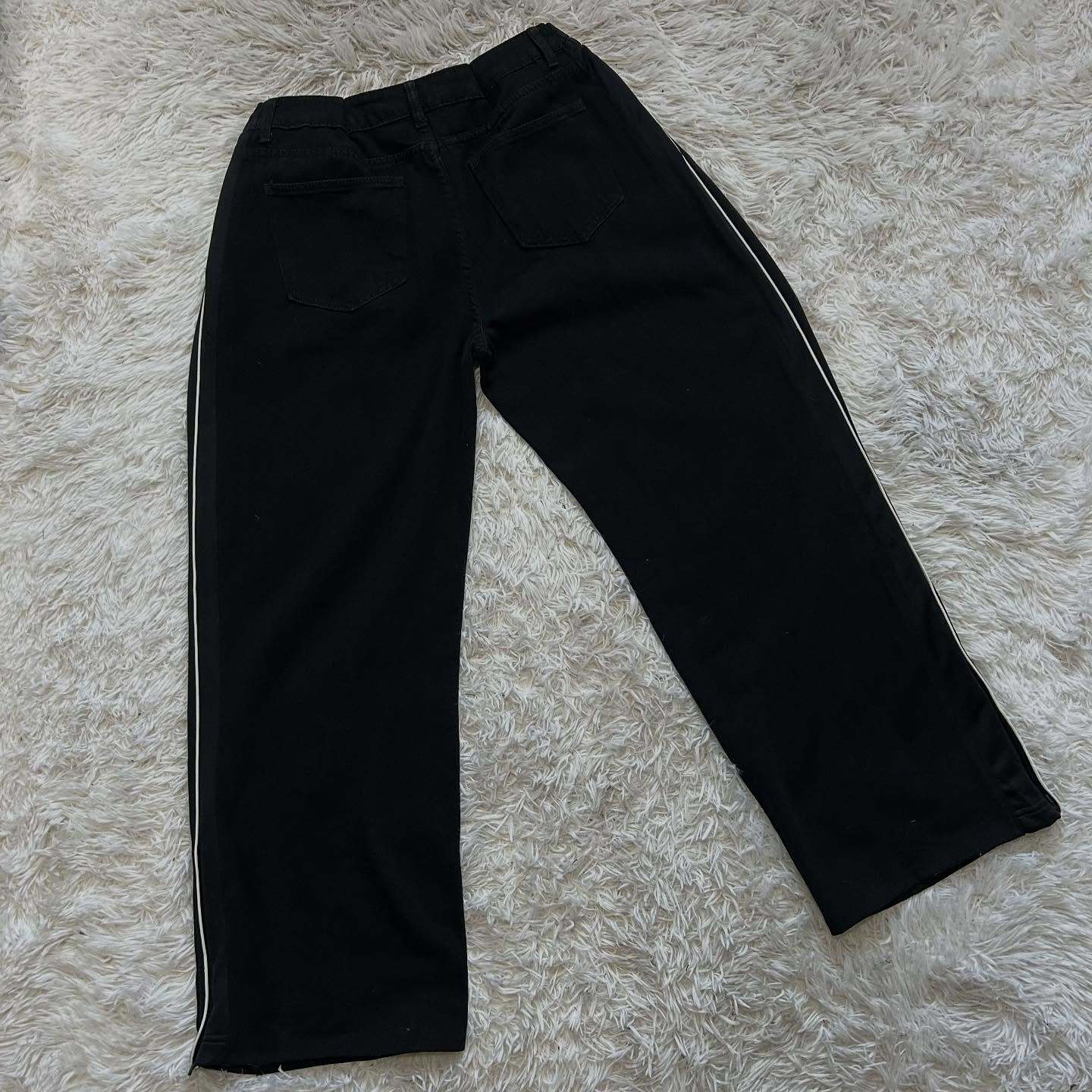 Wide-leg patchwork high jeans