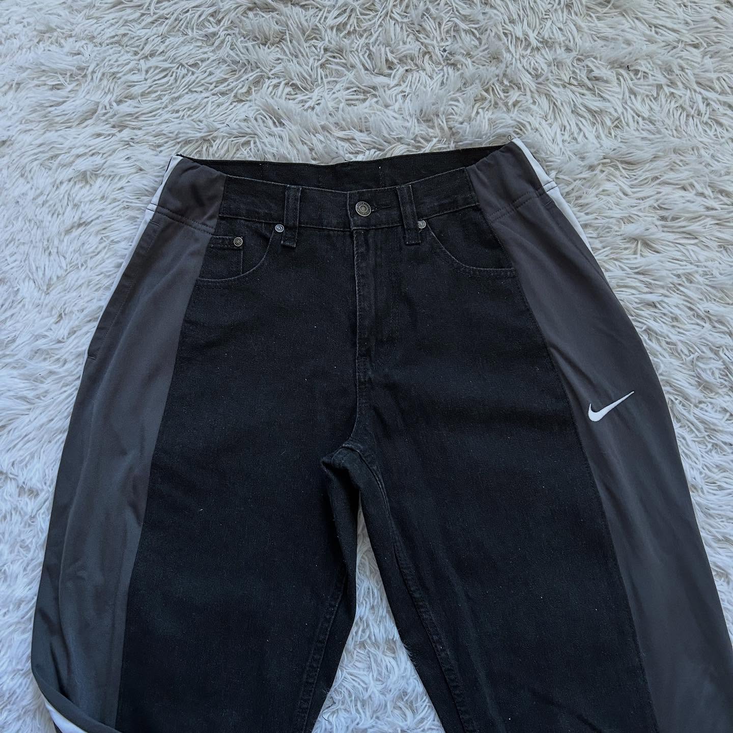 [Copy][Copy][Copy][Copy][Copy][Copy][Copy][Copy]Wide-leg patchwork high jeans