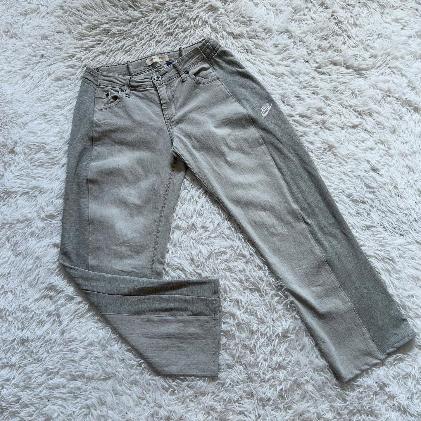 Wide-leg patchwork high jeans