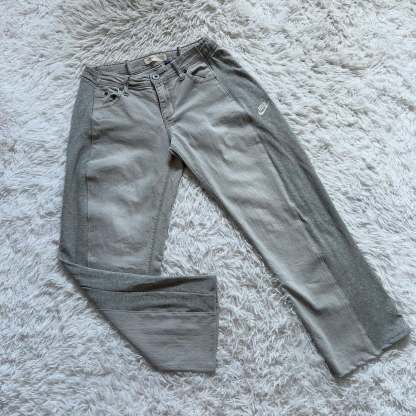 Wide-leg patchwork high jeans