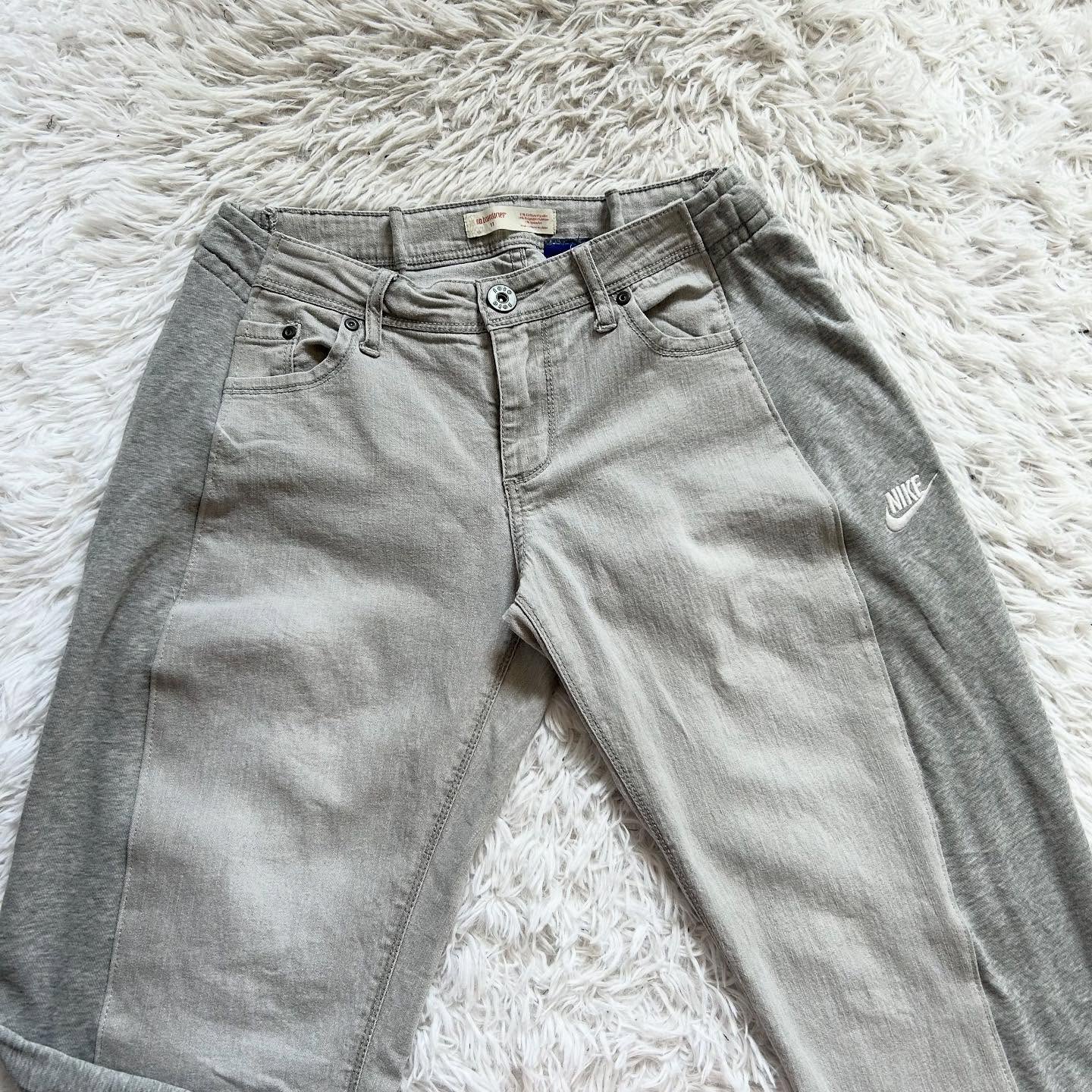 Wide-leg patchwork high jeans