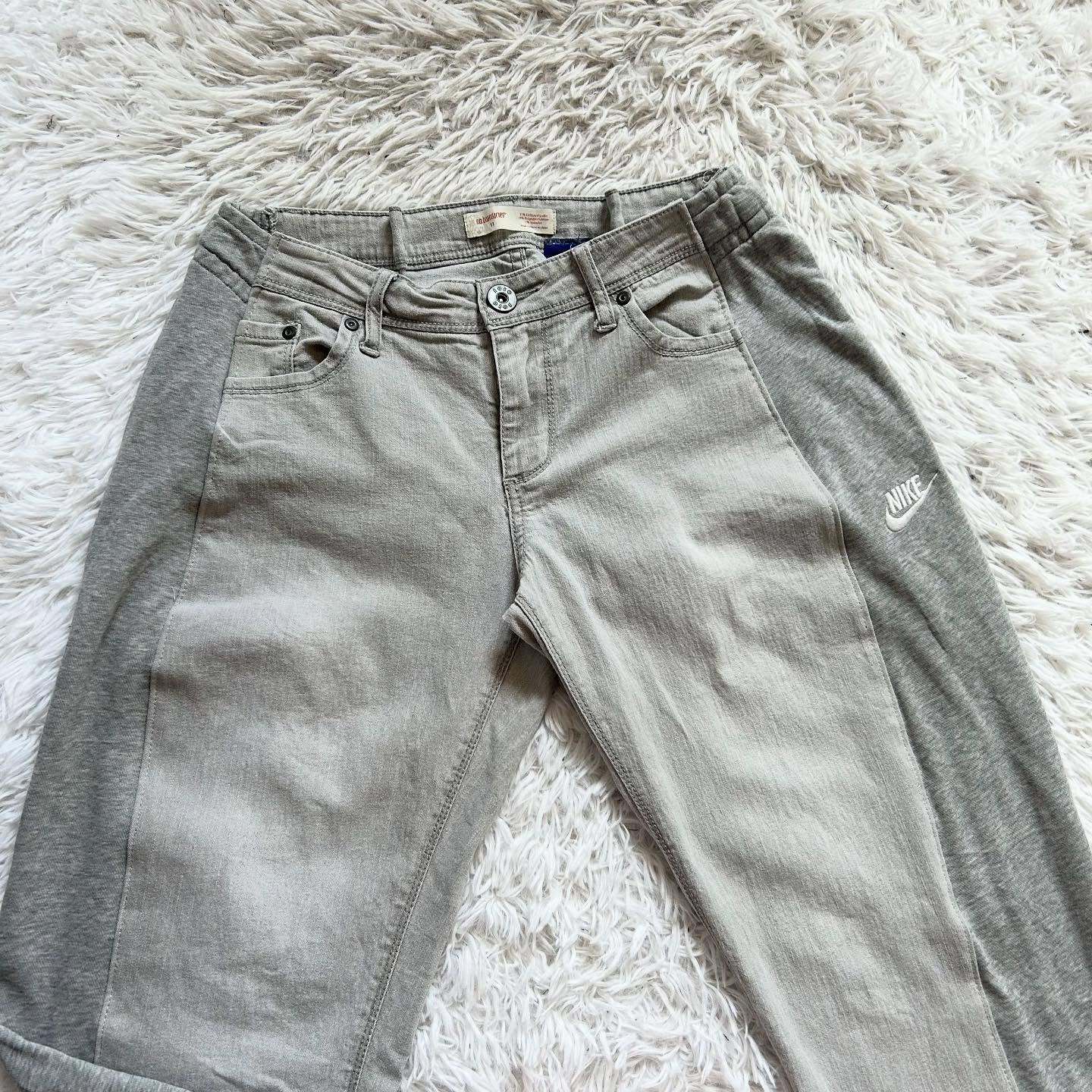 Wide-leg patchwork high jeans