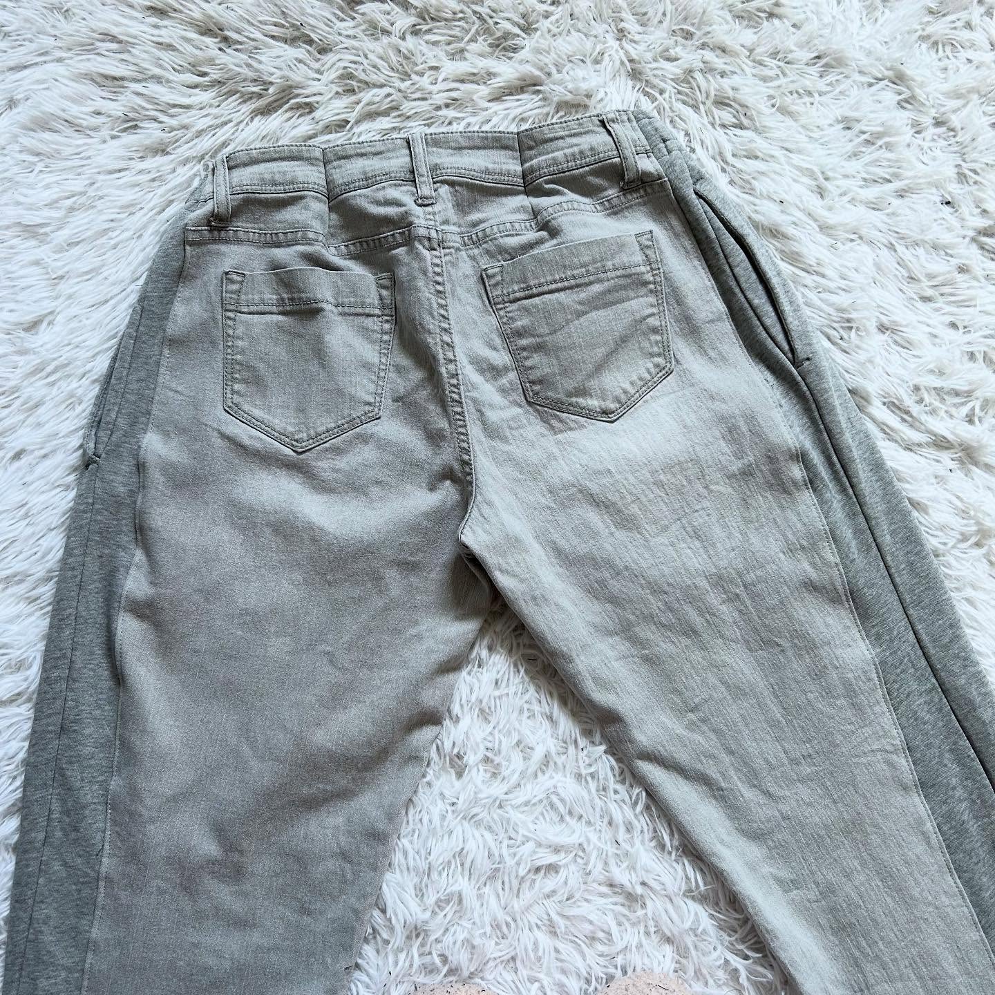 Wide-leg patchwork high jeans