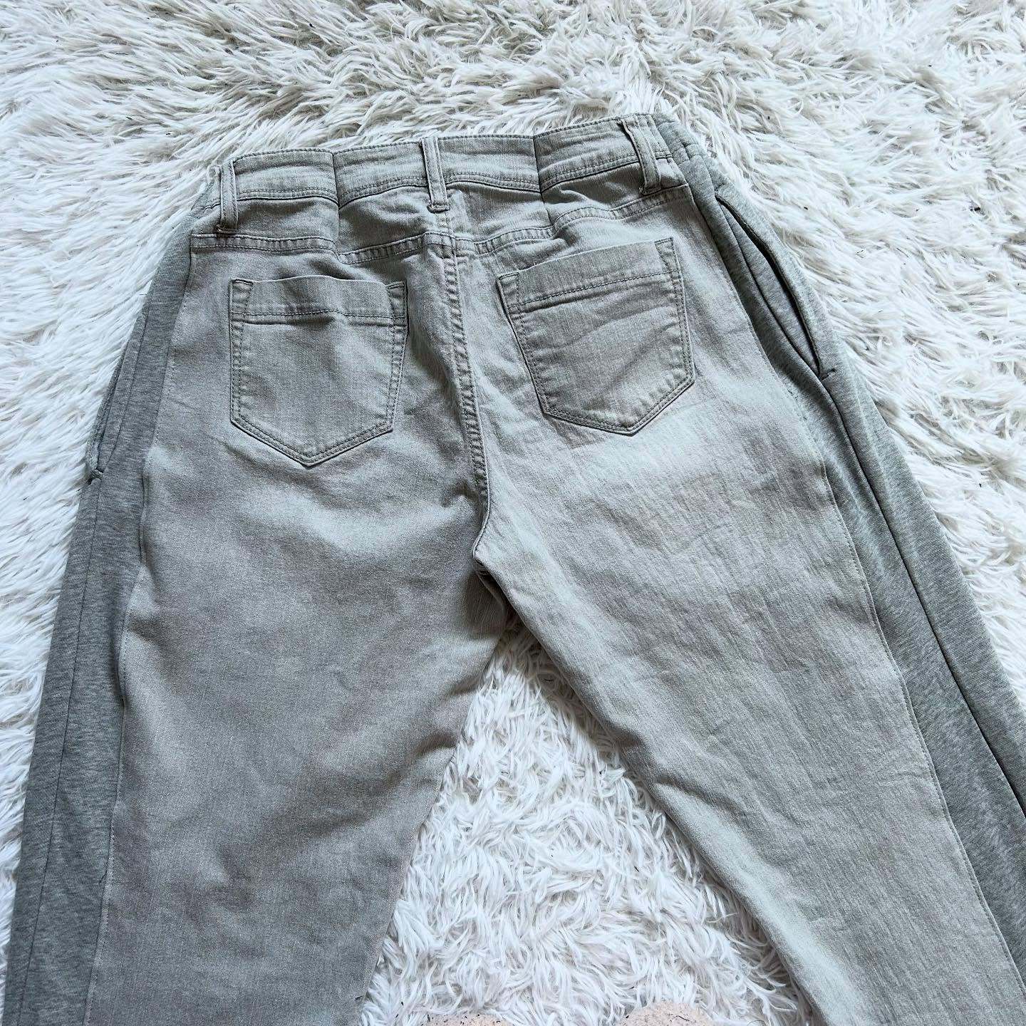 Wide-leg patchwork high jeans