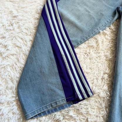 [Copy][Copy][Copy][Copy][Copy][Copy][Copy][Copy][Copy][Copy]Wide-leg patchwork high jeans