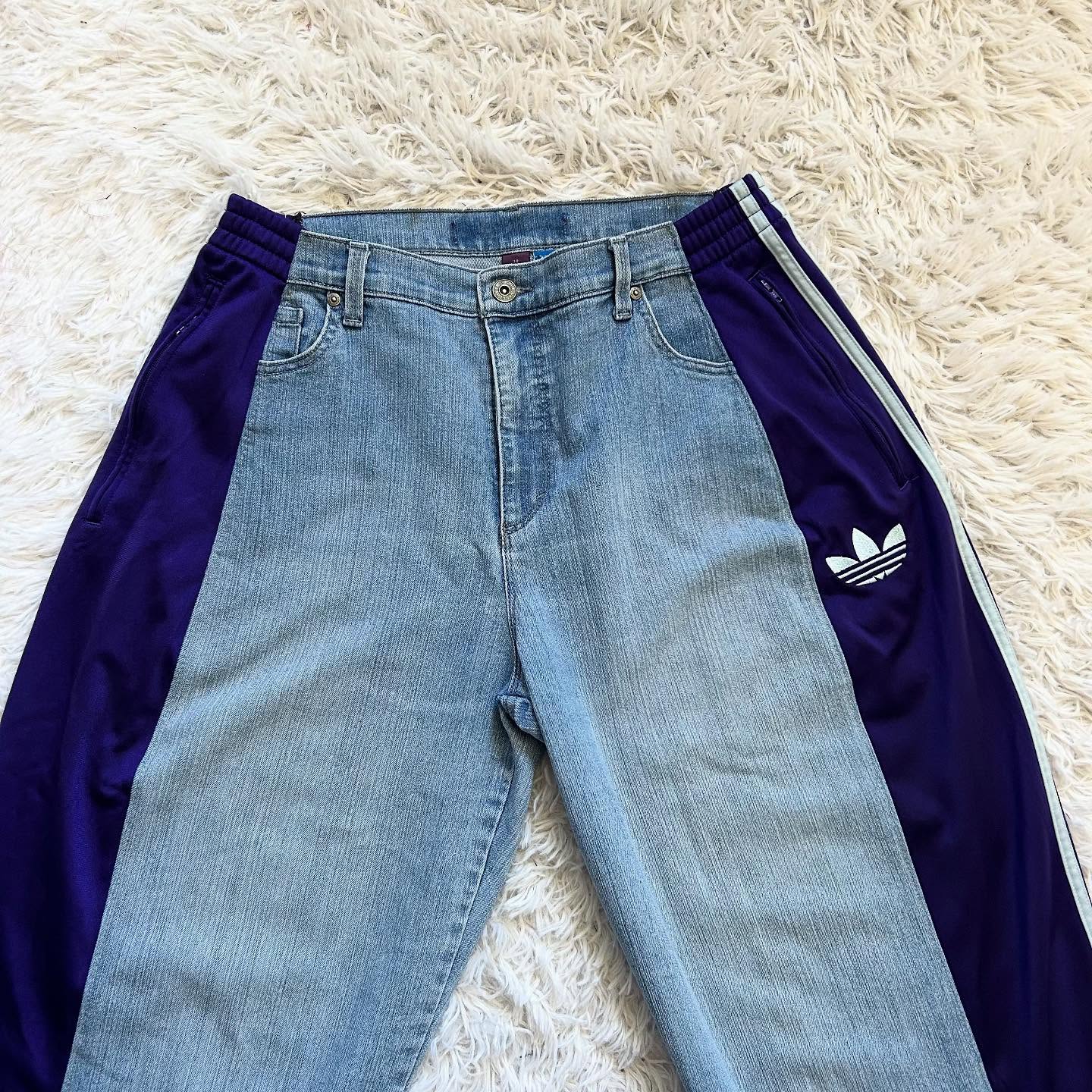 [Copy][Copy][Copy][Copy][Copy][Copy][Copy][Copy][Copy][Copy]Wide-leg patchwork high jeans