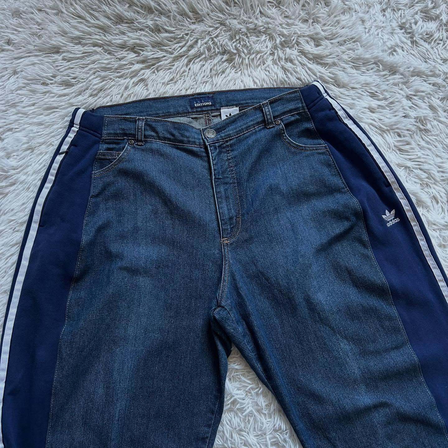 Wide-leg patchwork high jeans