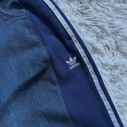 Wide-leg patchwork high jeans