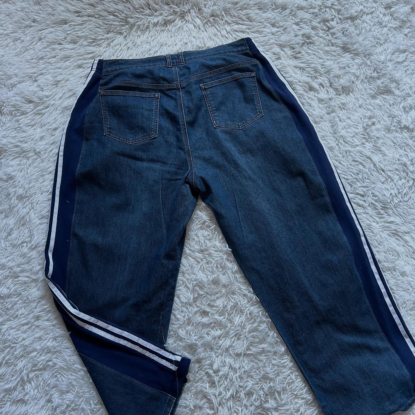 Wide-leg patchwork high jeans