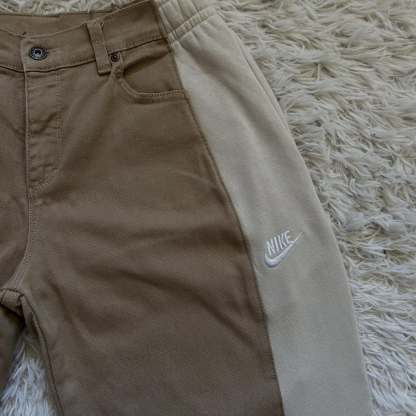 [Copy][Copy][Copy][Copy][Copy][Copy][Copy][Copy][Copy][Copy][Copy]Wide-leg patchwork high jeans