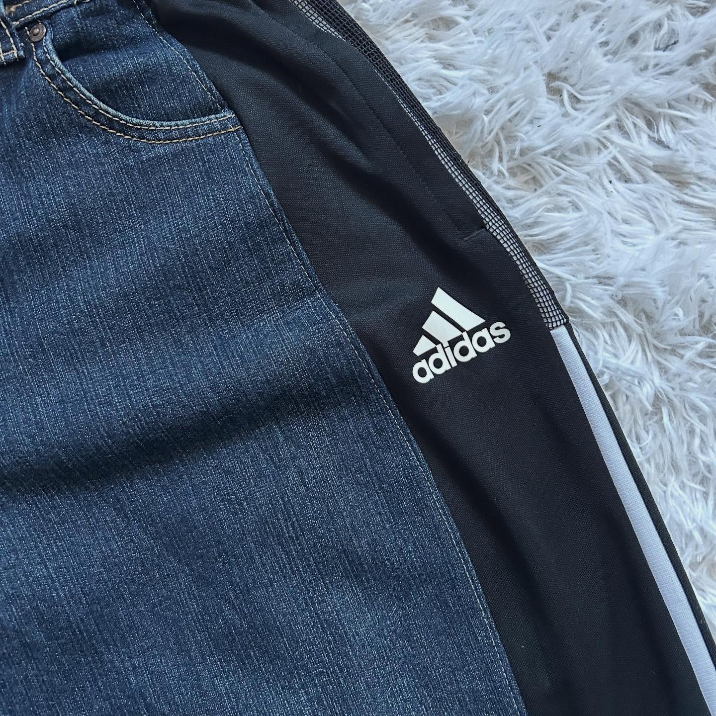 Wide-leg patchwork high jeans