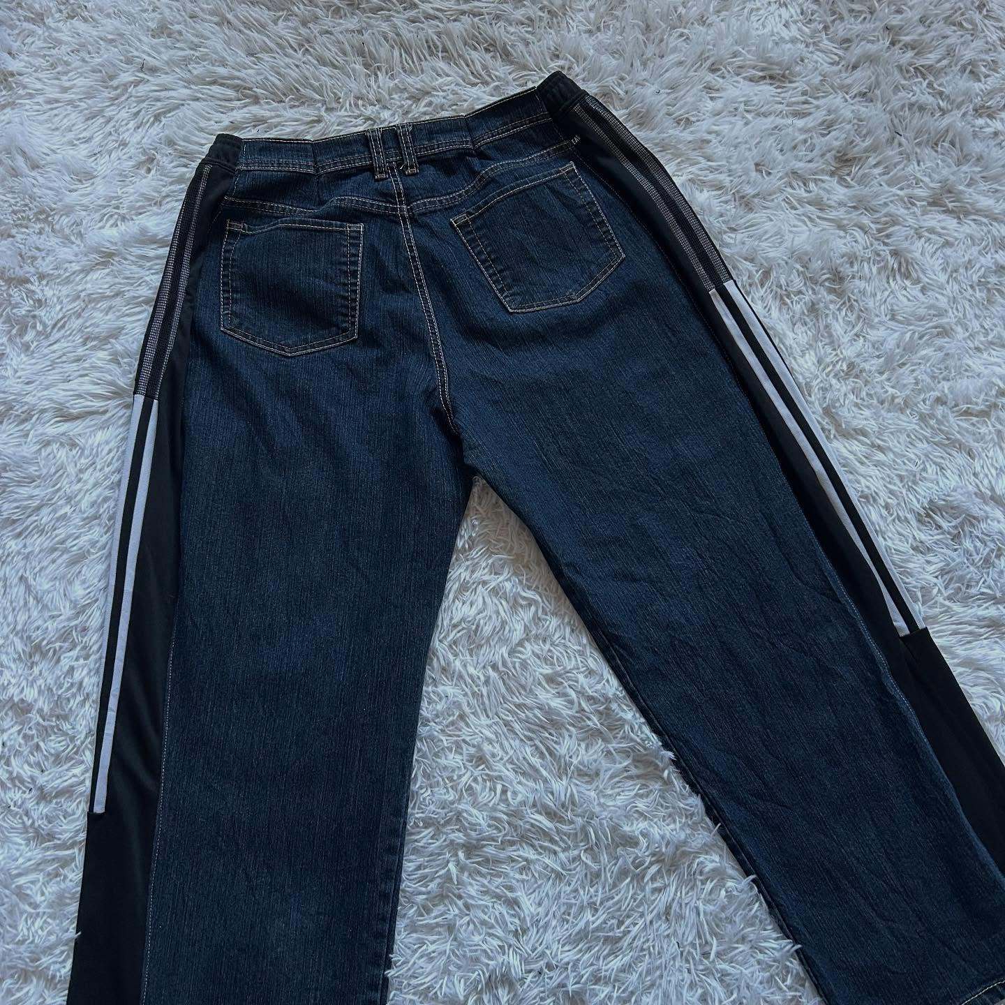 Wide-leg patchwork high jeans